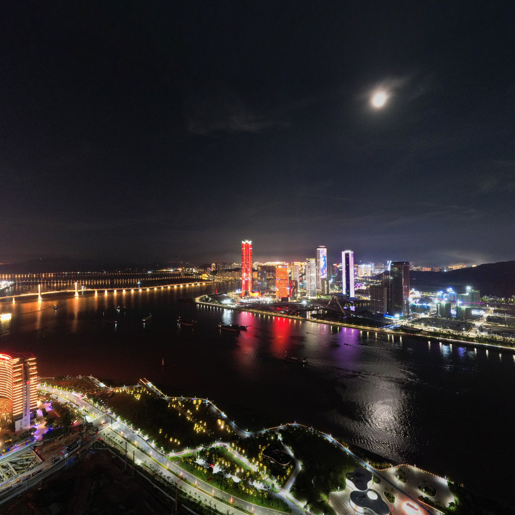 21.7.22大湾区航拍夜景珠海十字门视角